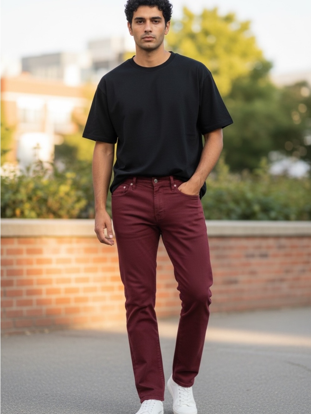 Ag Adriano Goldschmied Slim Fit Burgundy Jeans